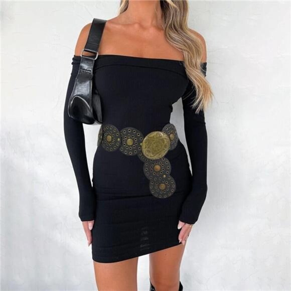 Wide Disc Western Leather Waist Belt Boho Cowgirl Concho Rodeo Texas Ranch Horse - Picture 3 of 7